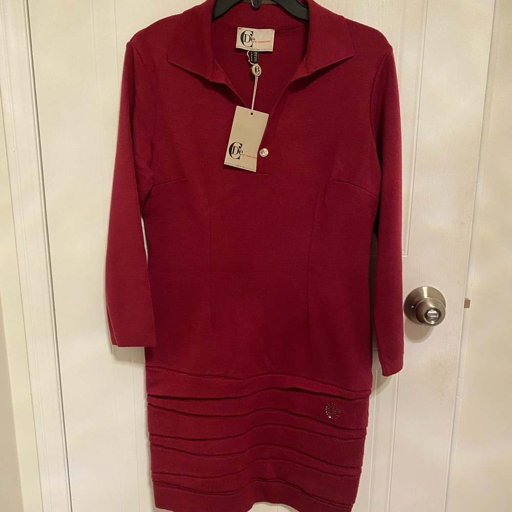 Women winter dress, new never worn . Dark red colour .
